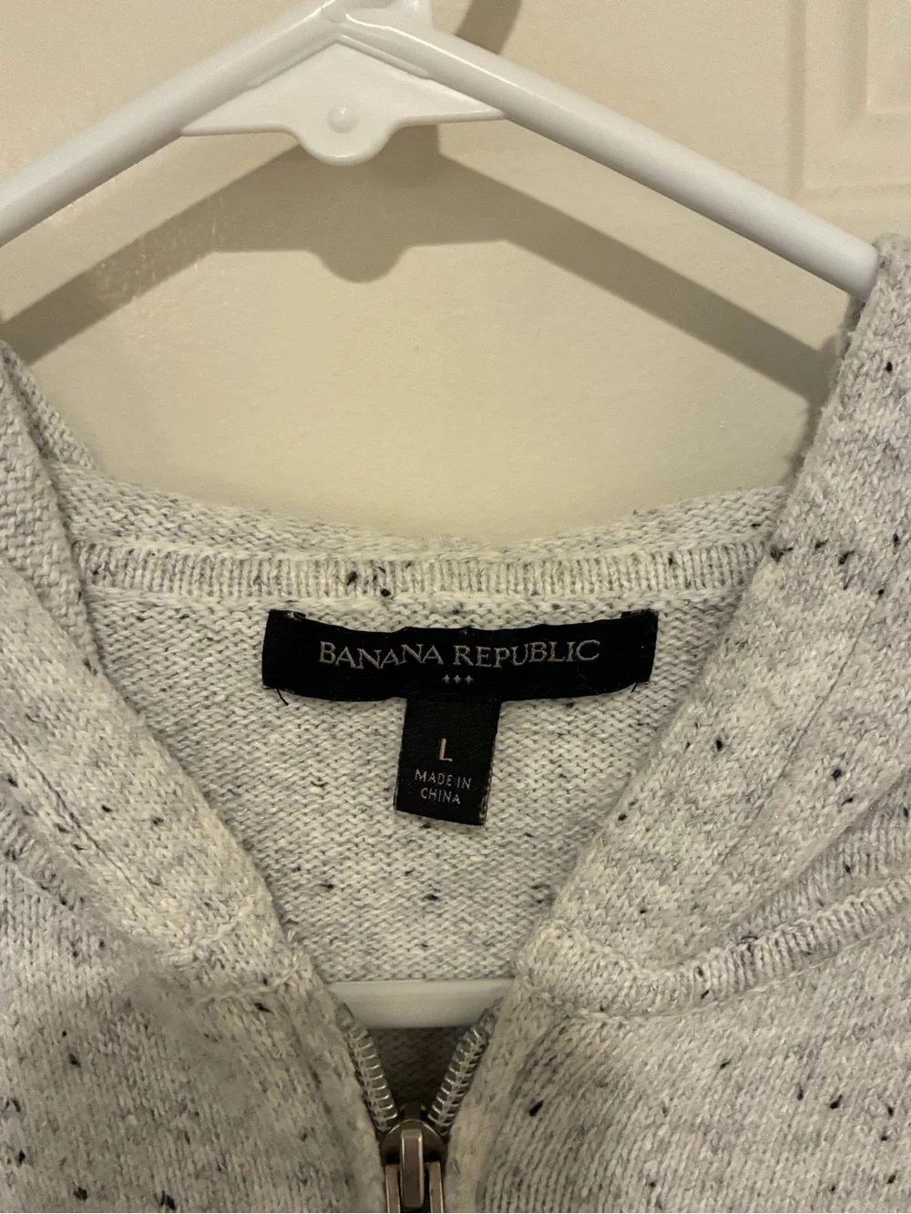 Banana Republic Light Heather Gray Zip-Up Hoodie Sweater
